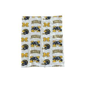 Vintage Michigan Wolverines Football Big 10 Wool Throw Blanket Fabric Approx 6x4